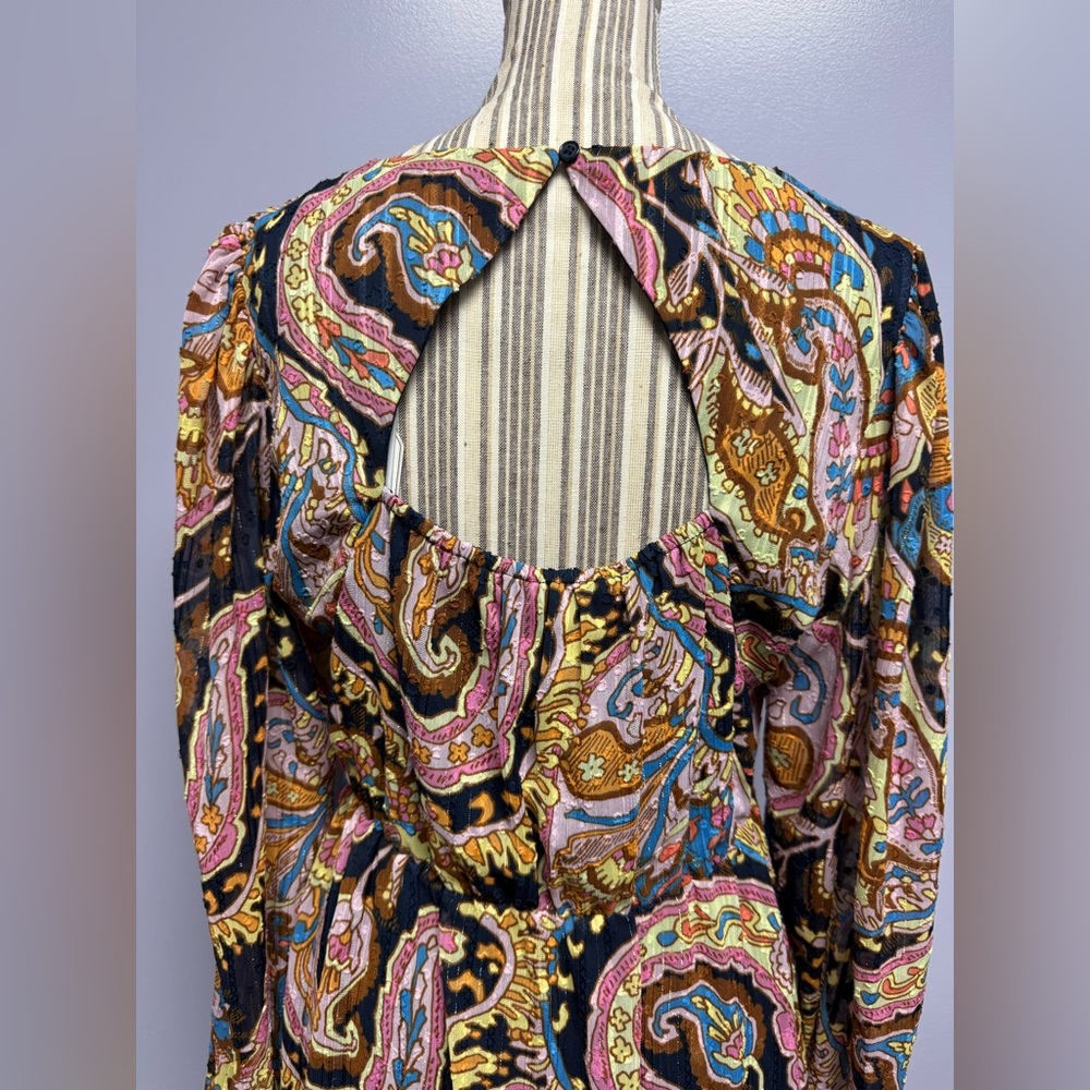 NWT Sanctuary girls day out Paisley boho V-Neck cut out back Dress M - Picture 7 of 16